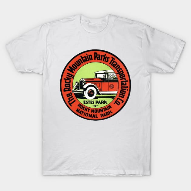 Vintage Rocky Mountain National Park Logo (Transportation Co.) T-Shirt by Naves